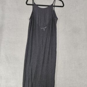 Vintage 90s Victoria Secret Womens Large Lace Sheer Maxi Slip Dress Teddie Black